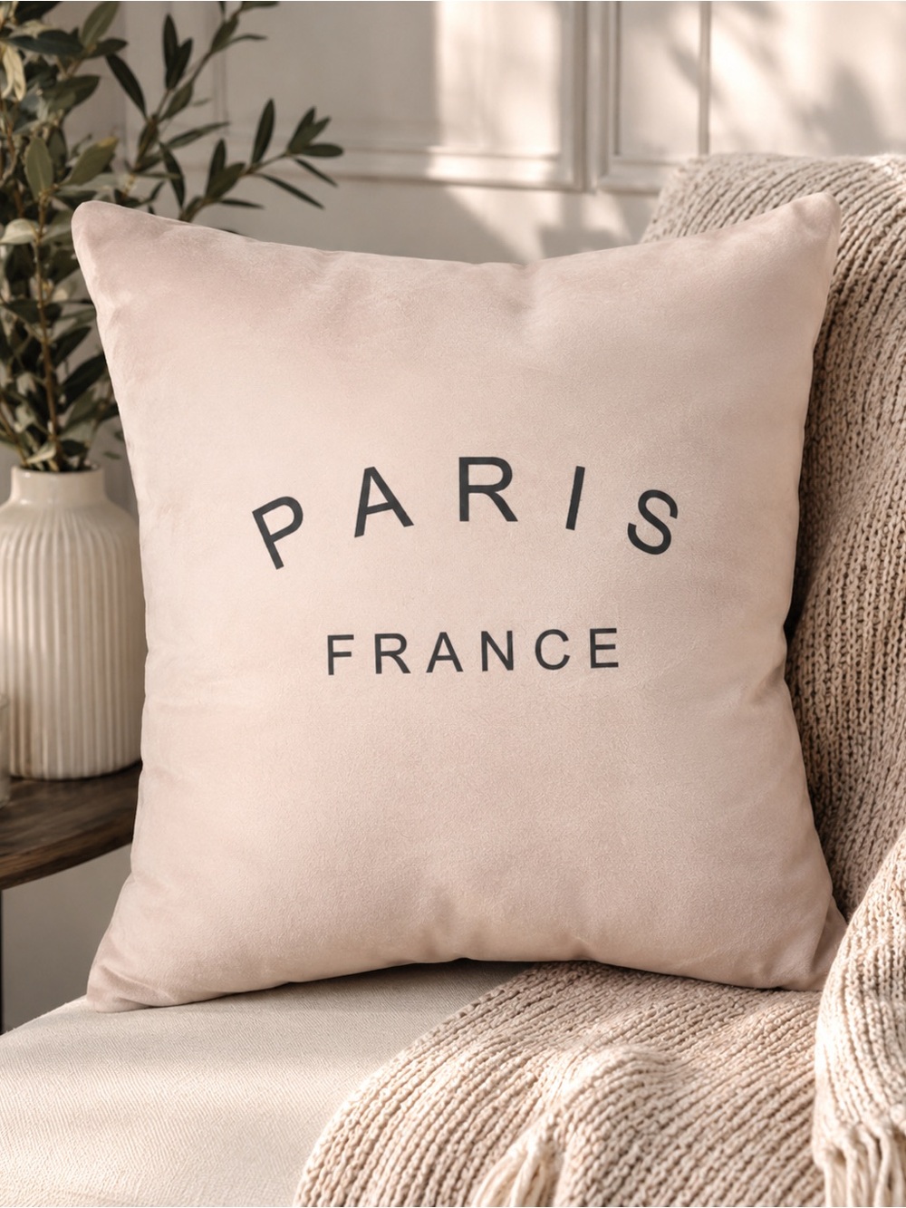 Paris France Blush Throw Pillow - Home Holiday Accent